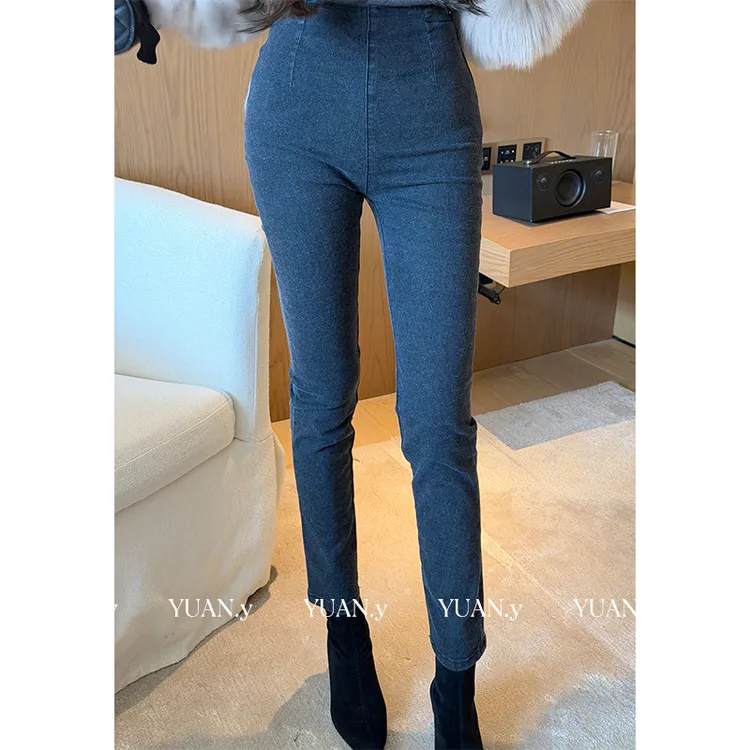 媛媛【视觉减重期】高级感牛仔裤女高腰紧身小脚九分裤铅笔裤#K1232