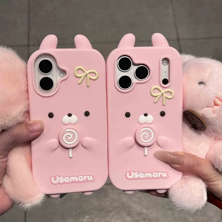 适用苹果oppo华为vivo小米|卡通兔丸转棒棒糖iPhone17硅胶手机壳