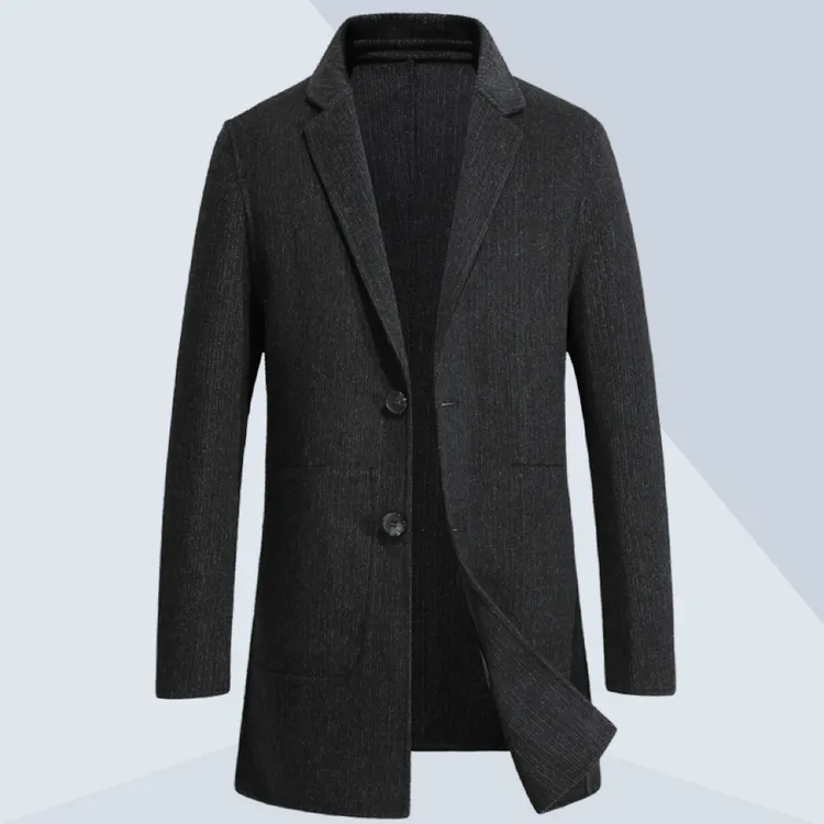 秋冬新款商务休闲双面羊毛毛呢大衣中长款