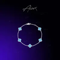 AIAX 925银 镀K金 【夏上新】简约清新经典四叶蛇年手链TSS7297