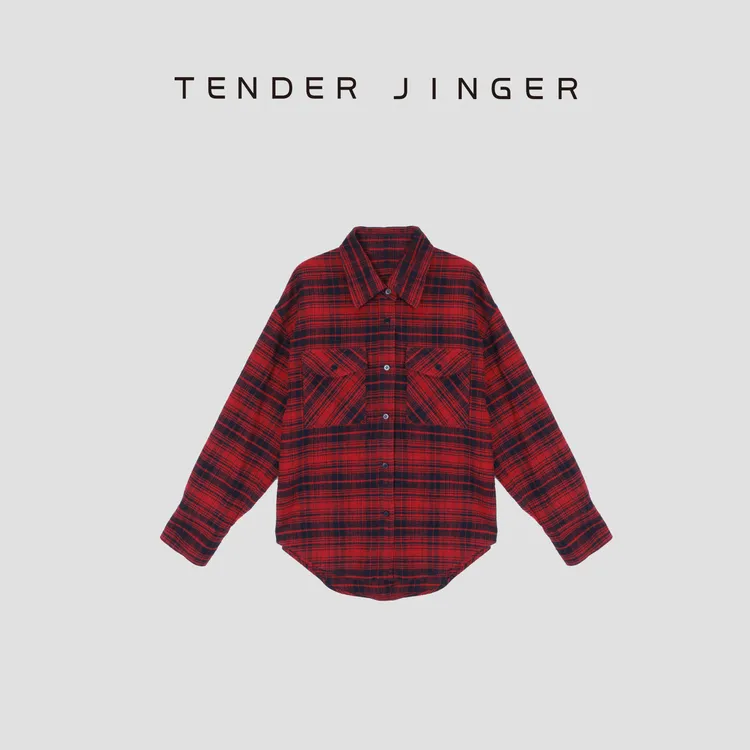 Tender Jinger【黑标】纯棉色织格纹翻领衬衫外套T53LFK41397