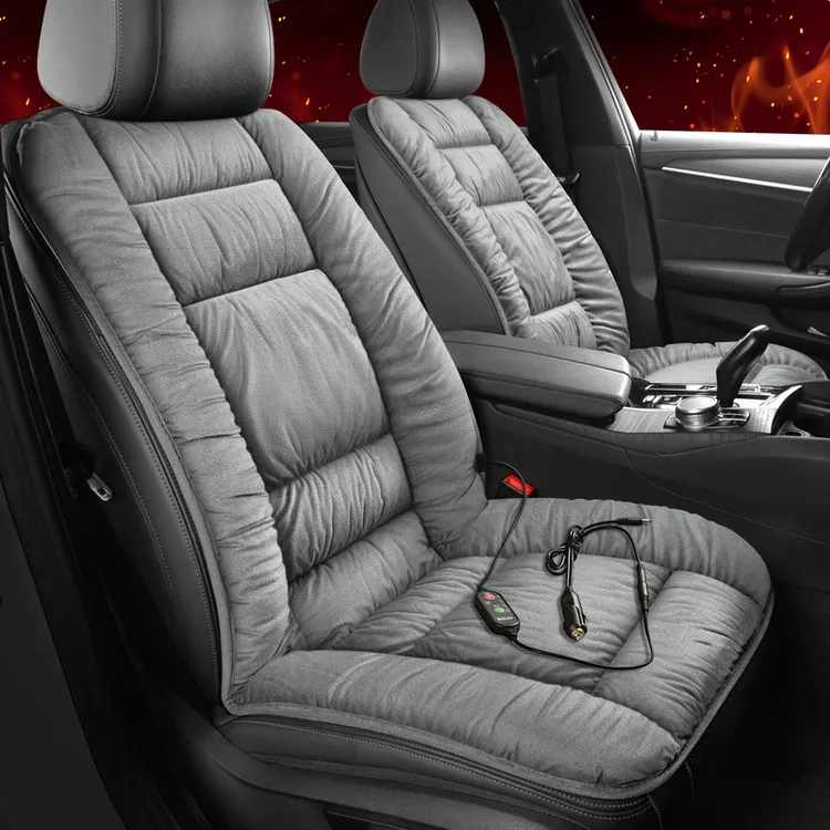 汽车加热坐垫石墨烯点烟器接口座垫秋冬季车载座椅后排毛绒垫子