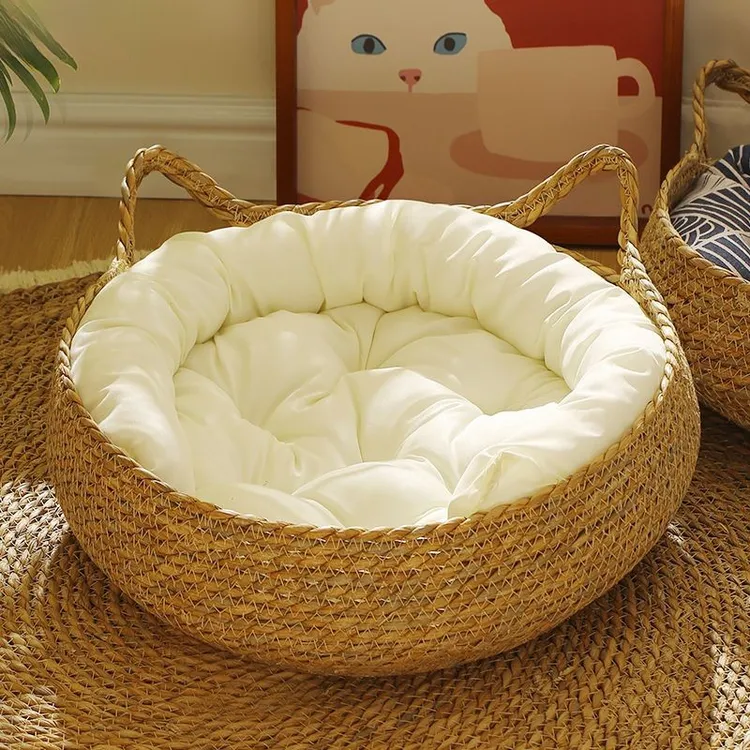 猫窝冬加厚四季通用草编睡觉保暖藤编猫抓板专用编织猫咪用品FPB