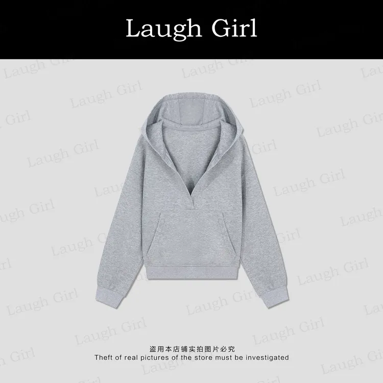 楚楚君 Laugh girl【重磅俏灰】连帽净版时尚显瘦百搭卫衣VL53606J