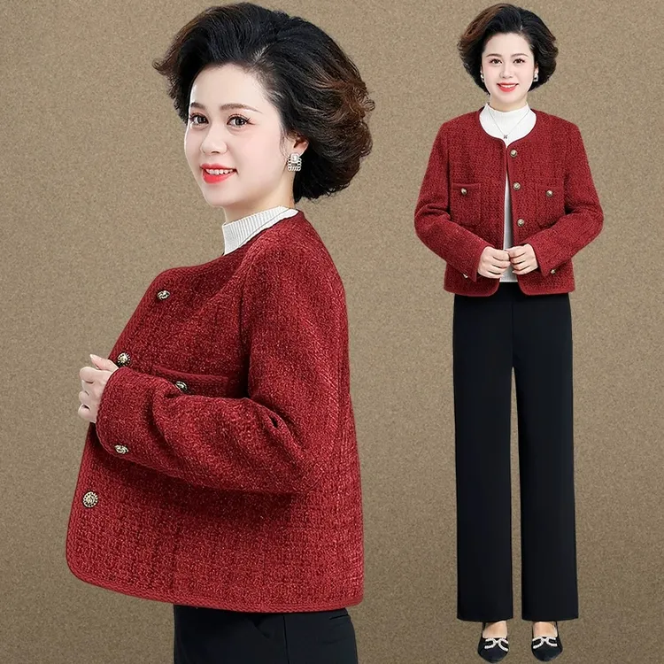 小个子妈妈春装小香风外套洋气贵夫人上衣阔太太中老年女春秋呢子