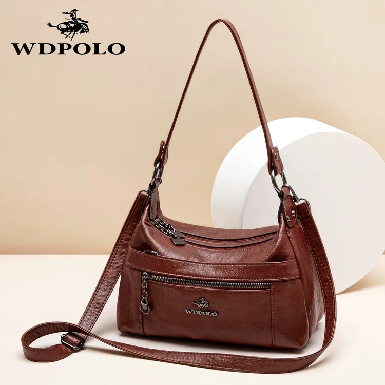 2025新款时尚百搭单肩包女包多层大容量妈妈包中年女包 1031