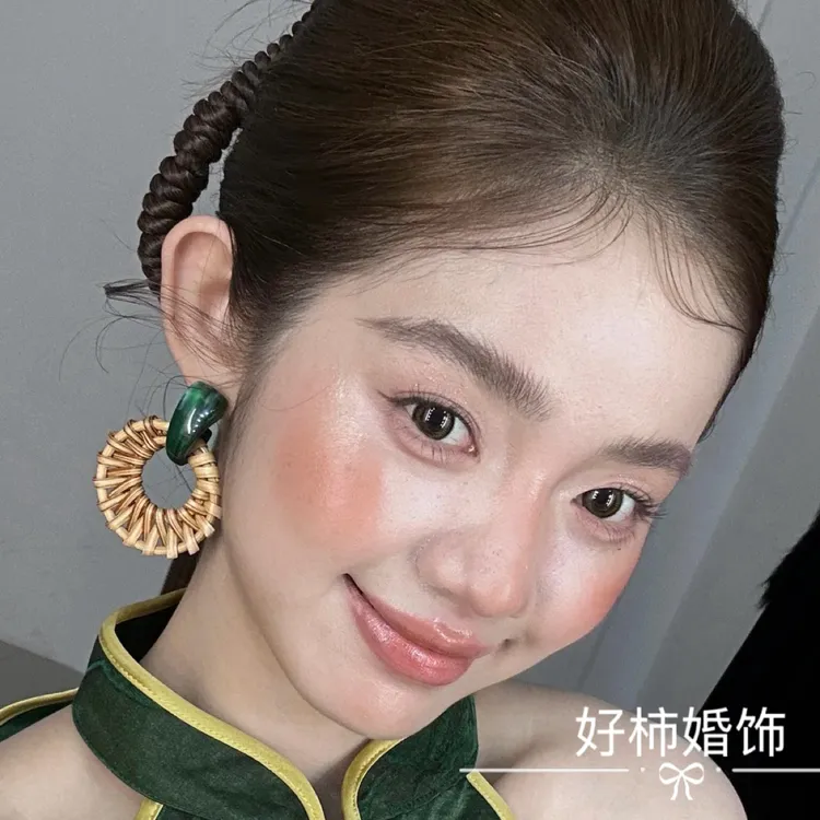 非金属树脂耳饰 好柿｜512小众新娘新中式编织耳环晨袍礼服饰品