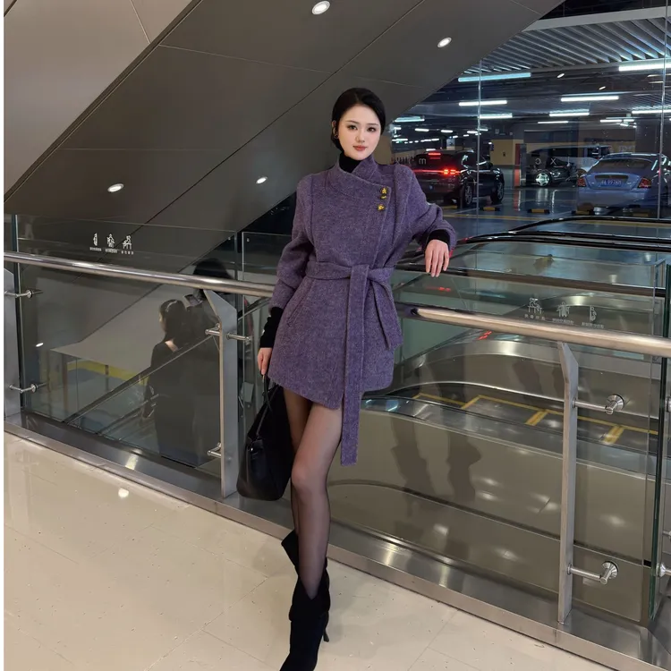 【木子专属】2025冬季新款绵羊毛加羊绒气质直角肩短款大衣0521款