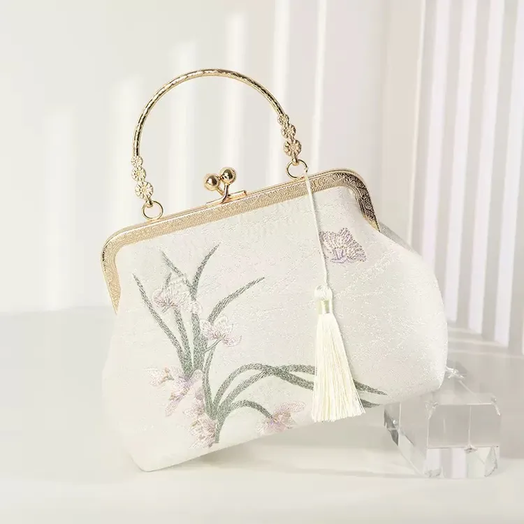 【兰花刺绣】新中式国风手提包手机袋民族风刺绣手提式横式D130