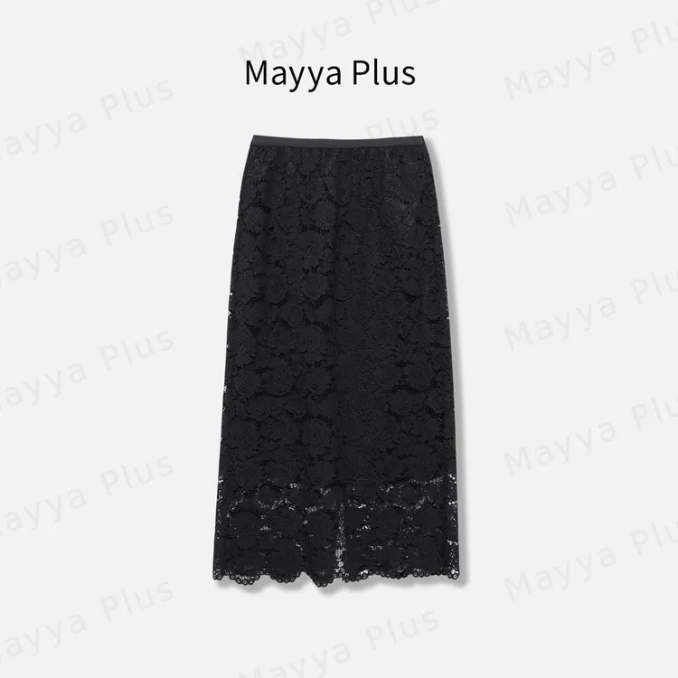 【缪斯裙】MayyaPlus麦芽定制蕾丝刺绣半身裙镂空开叉裙子32526356