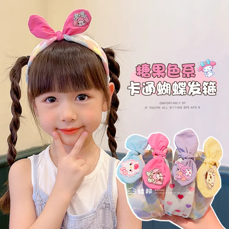 儿童发箍卡通糖果色蝴蝶结发饰女童头箍不勒头防滑小女孩可爱头饰