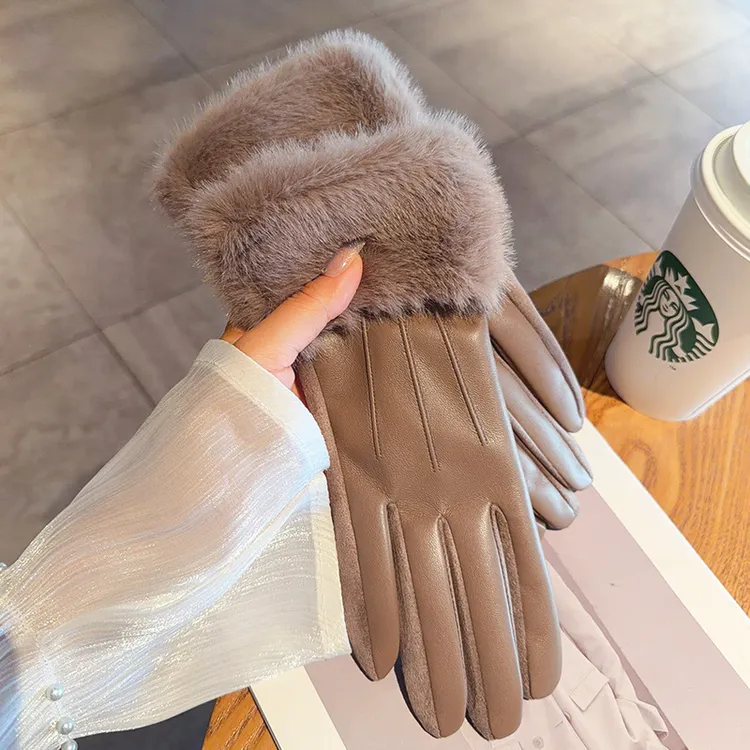 女士手套冬季防寒可触屏加绒防冻加厚毛绒保暖百搭冬天开车骑行