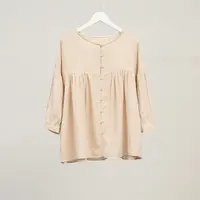 （几里与麻）纯色宽松圆领春秋简约百搭衬衫衣长66胸围128 034224