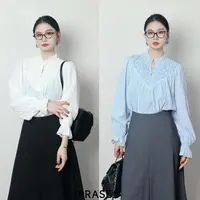PRASE·现货【花间事】微胖轻奢设计款女气质宽松花边领衬衫PR508S18