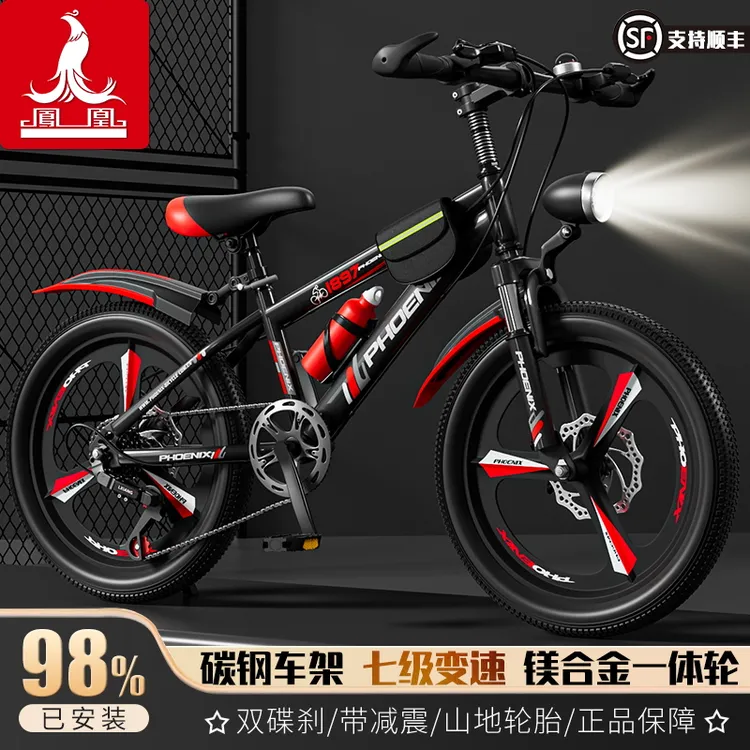 凤凰儿童自行车6-10-12岁男孩女学生单车18-22寸变速山地车脚踏车