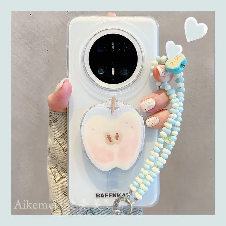 适用华为mate70pro+手机壳夏日纯色Mate60pro+蓝色苹果磁吸支架