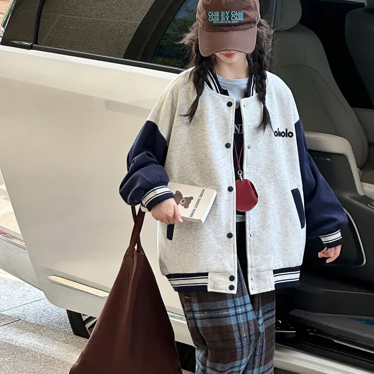 女童外套春秋季儿童棒球服学院风休闲宽松上衣韩版潮流百搭中大童