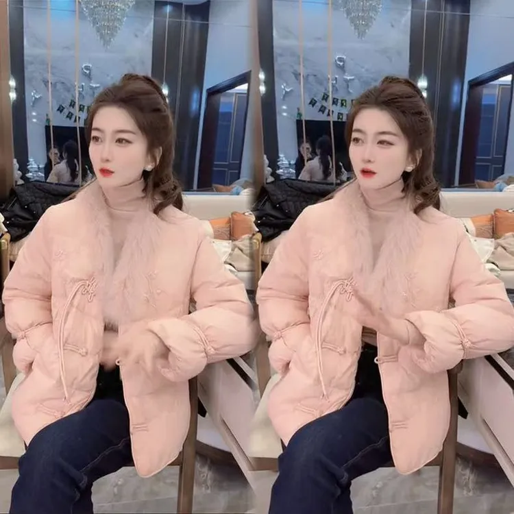 2025冬季新款复古新中式国潮民族风高级感棉服外套女盘扣绣花棉衣