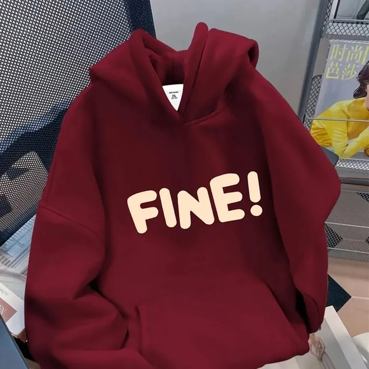 EXLUX重磅美式简约字母套头卫衣男秋冬时尚加绒ins风情侣百搭外套