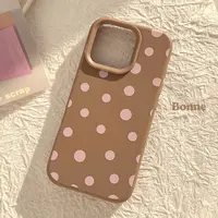 【包相机键】秋冬简约粉波点适用iPhone17pro max苹果15pro软12硅胶