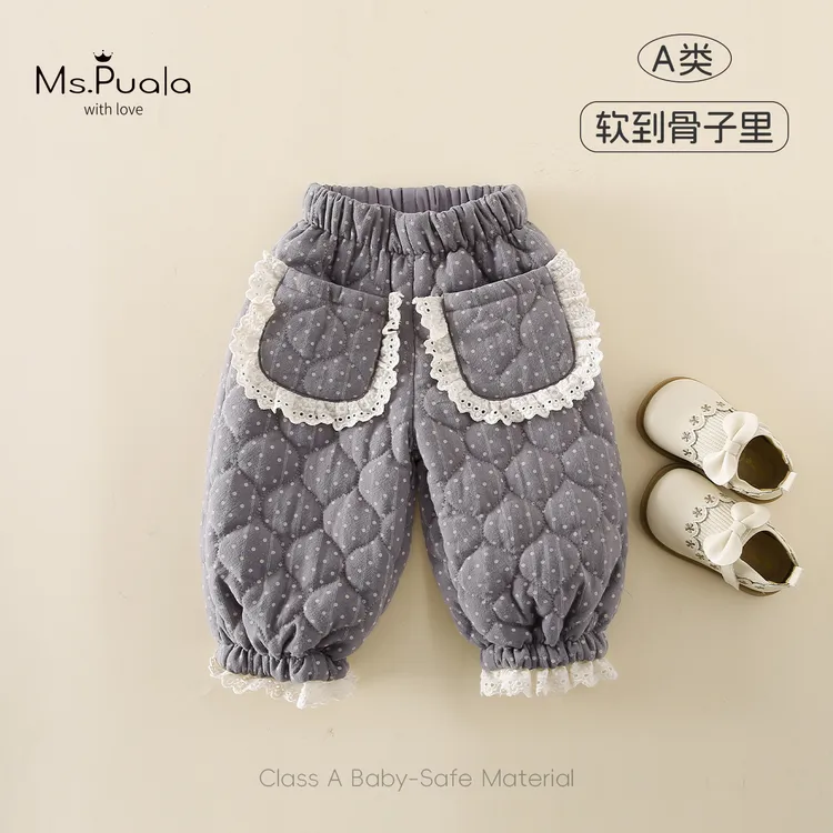 【MsPuala】婴幼童女宝宝秋冬休闲舒适加棉百搭长裤-MD125