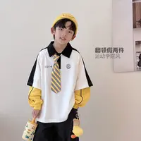 9.26号新品 童装男童学院风假两件T恤秋儿童Polo衫长袖5085770O1