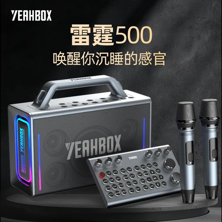 YEAHBOX/音波狮雷霆500蓝牙音箱直播户外唱歌声卡一体机高端音响