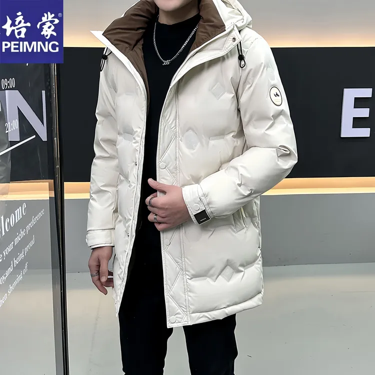 培蒙/PEIMENG冬季连帽加厚中长款外套男士帅气防寒保暖羽绒服上衣