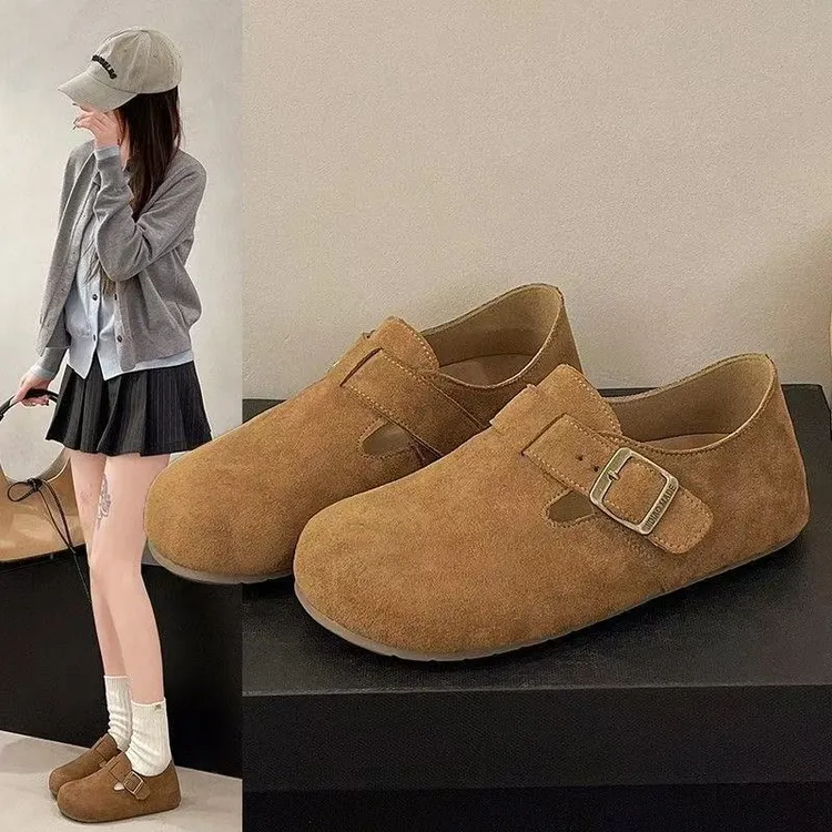 2025春季新款复古全包博肯鞋女单鞋百搭休闲懒人鞋