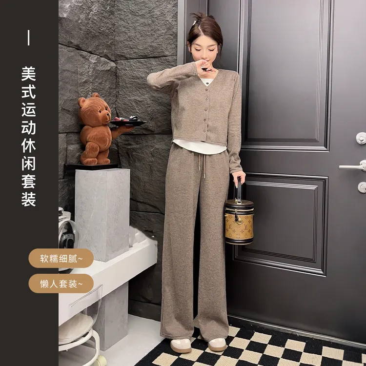 高级感拼接撞色开衫套装女春季新款时尚休闲百搭运动两件套T356