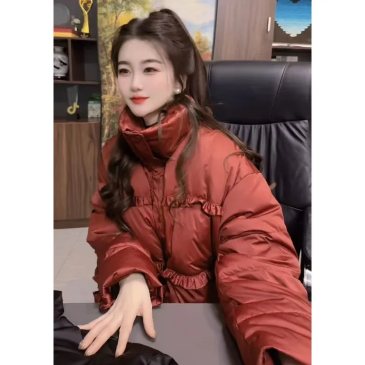 『奶芙花边X』设计显瘦百搭时尚羽绒服95107