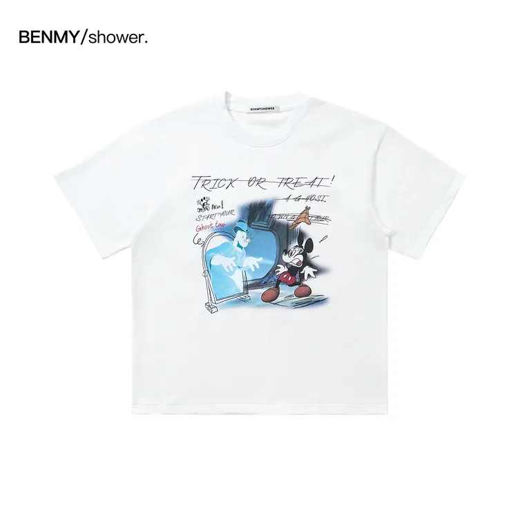benmyshower凉感抗菌卡通米奇字母印花短袖T恤男夏季防紫外线上衣
