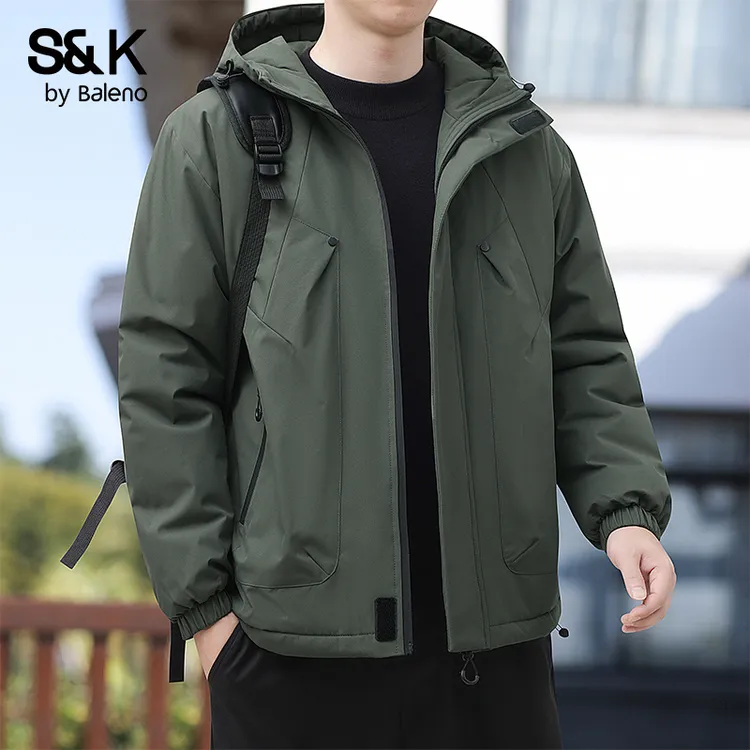 班尼路2025秋冬新款连帽夹克宽松休闲百搭棉衣工装风保暖外套男款