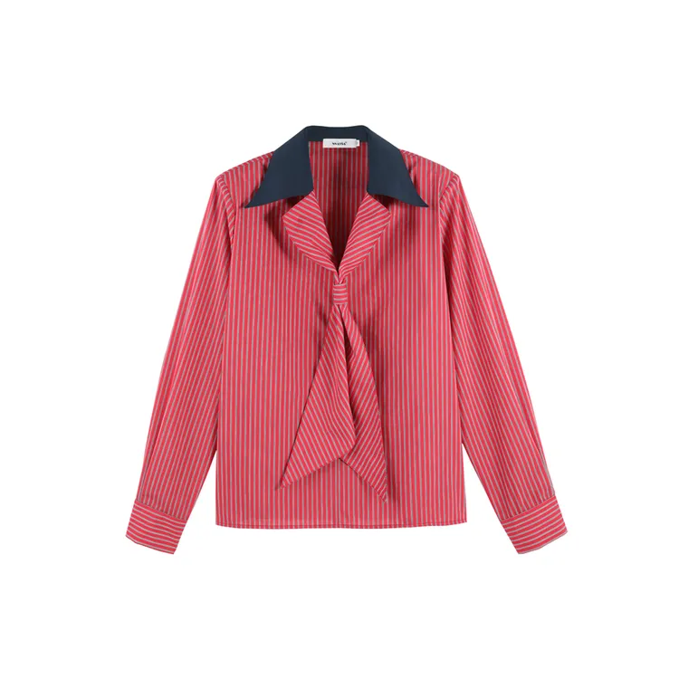 DENGDAHA「艺展缪斯」学院风条纹长袖套头长袖衬衫HBZXP720004