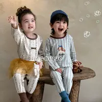 儿童秋冬纯棉家居服套装2025新款男童女童莱卡秋衣秋裤睡衣内衣