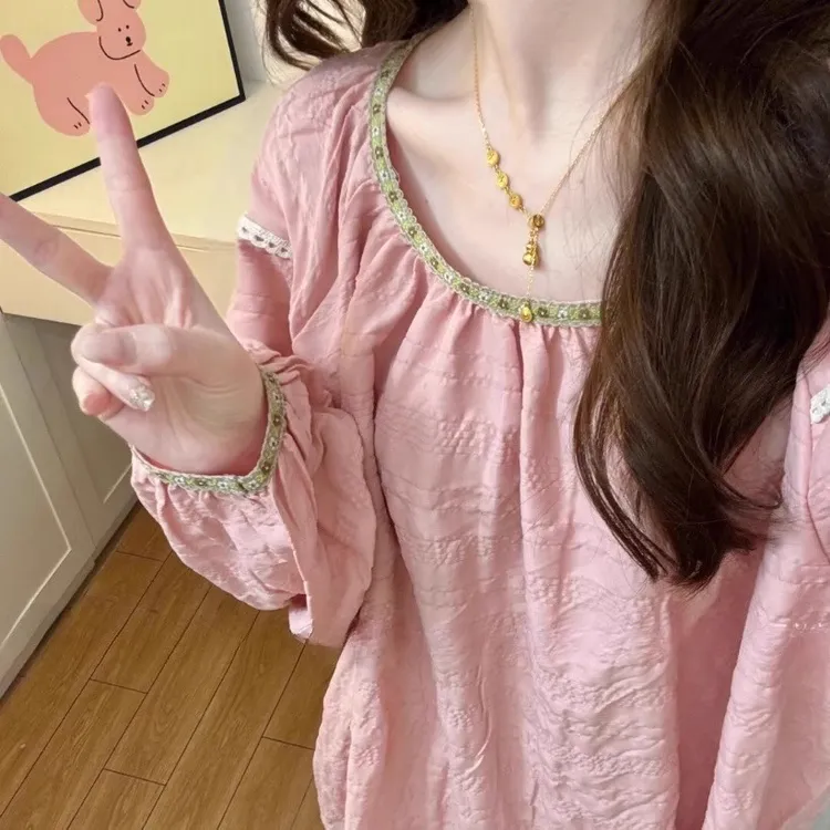 【桃之夭夭】春秋新款国风云朵棉少女睡衣套装甜美可爱家居服可外穿