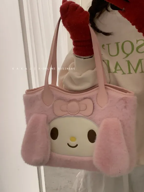 毛茸茸可爱单肩包包女款爆款2025新款冬季百搭通勤包毛绒托特包