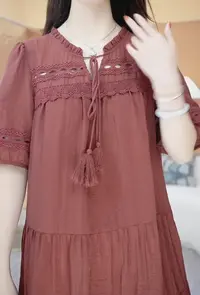 B426蕾丝拼接连衣裙2025新款欧货宽松大码遮肚子裙子气质显瘦通勤