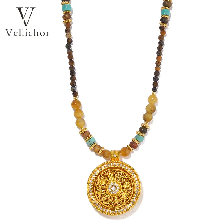 铜合金项链 国风精致八宝罗盘项链女新中式轻奢锁骨链颈链配饰