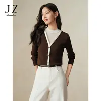 【丽公主专享】玖姿安娜蔻JTED31008轻熟风柔软花边长袖套头衫针织