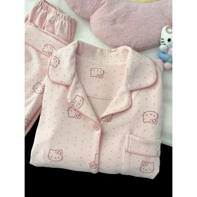 kitty猫睡衣女款秋冬季天2025新款珊瑚绒磨毛德绒加绒加厚家居服