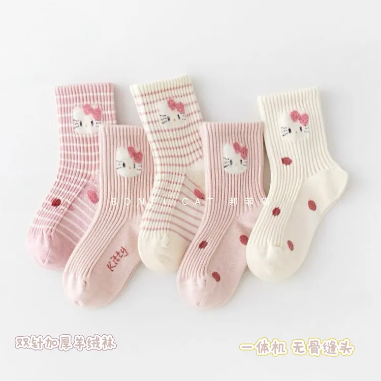 BFM合集儿童袜子秋冬季新款女童卡通蝴蝶结女童中筒袜