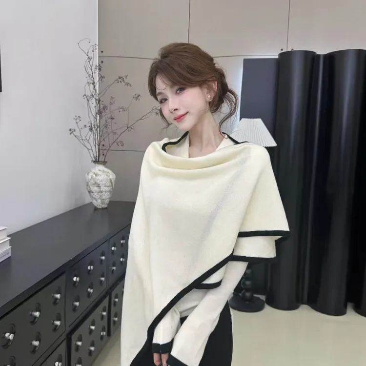 【穿搭小达人】小众设计感真两件三角披肩一衣三穿百搭时尚针织上衣