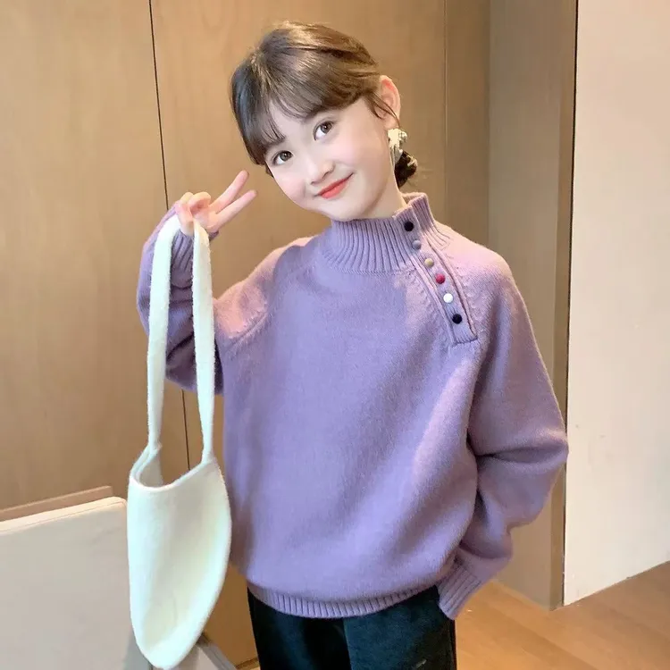 女童毛衣秋冬新款韩版儿童洋气加厚冬季时尚百搭中大童小女孩毛衣