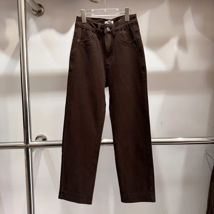 牛仔裤咖啡色九分裤直筒裤小个子2024新款适合145-156身高穿