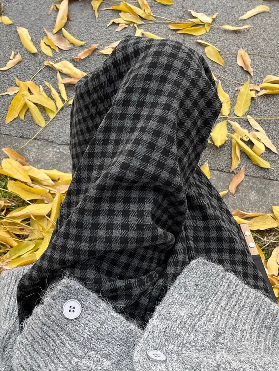 黑灰格子裤子女款宽松慵懒秋季穿搭大码胖mm显瘦休闲宽松阔腿裤潮