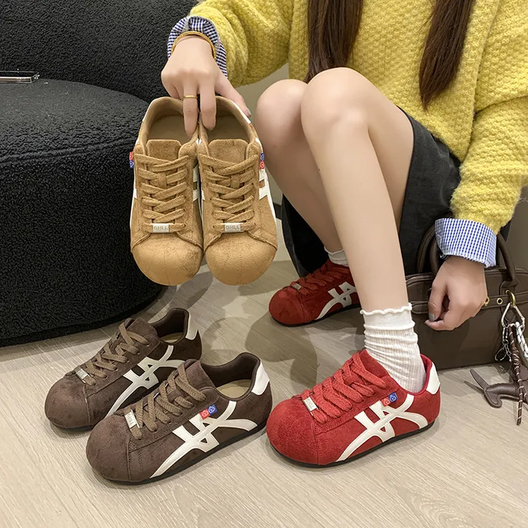 达尔惠/厚底泡泡鞋舒适百搭软底复古休闲鞋2025秋季新款增高女鞋