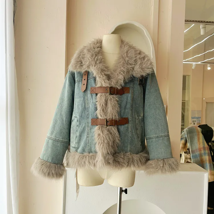 LHTE青青大码女装 秋冬牛仔羽绒外套韩系百搭牛仔外套 A5133