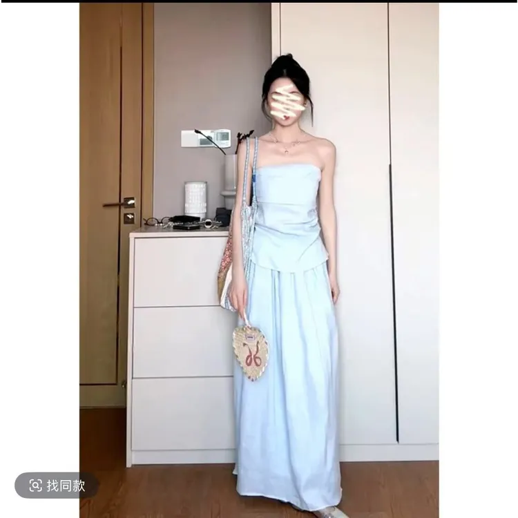 2025春季新款女韩系气质宽松翻领衬衫修身抹胸高腰显瘦半身裙