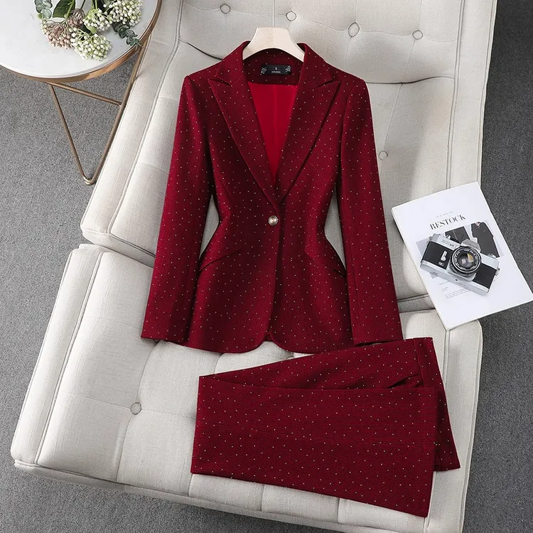 红色西装套装女2026新款秋季职业正装轻职场工作服高级感休闲西服